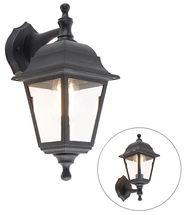Klasická vonkajšia nástenná lampa čierna IP44 - Capital