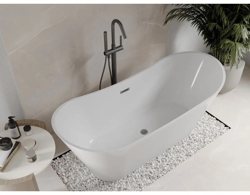 Mexen Celia, voľne stojaca vaňa 170 x 75 cm, biela, brúsený grafit prepad, 52331707500-95