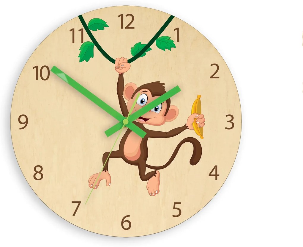 Dětské nástěnné hodiny Ami Opice 30 cm vícebarevné