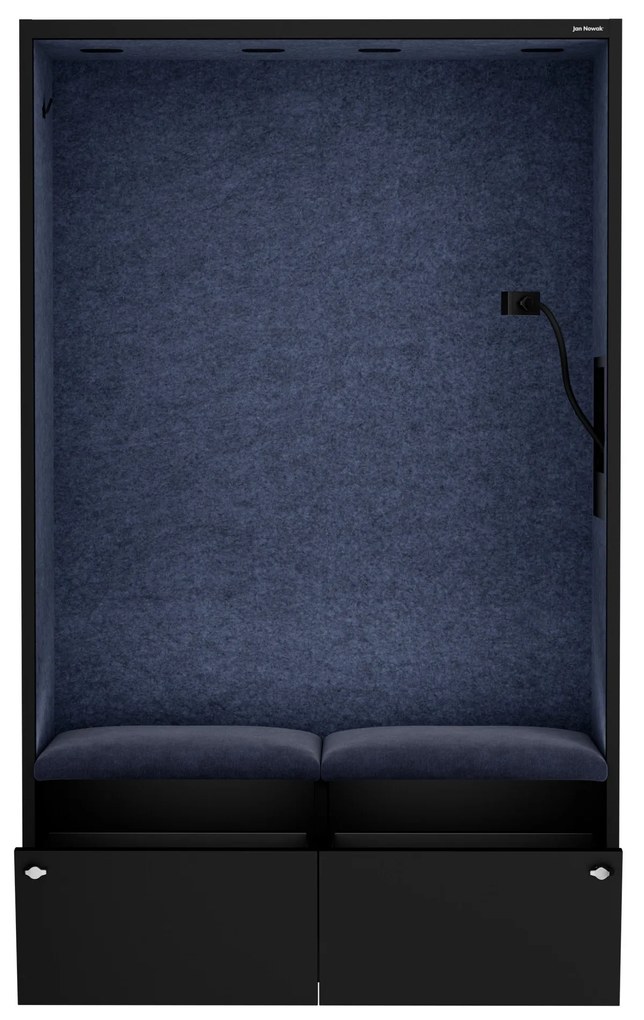 Akustická kabína SALLY MentalBox 1150 mm – čierny korpus, tmavomodré sedadlo