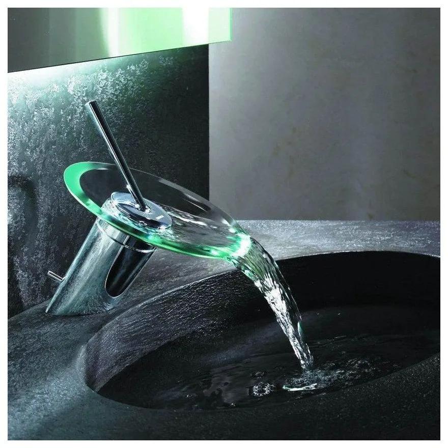 HANSA Murano páková umývadlová batéria s odtokovou súpravou s tiahlom, tanierový výtok z číreho skla, výška výtoku 53 mm, chróm, 5609210178
