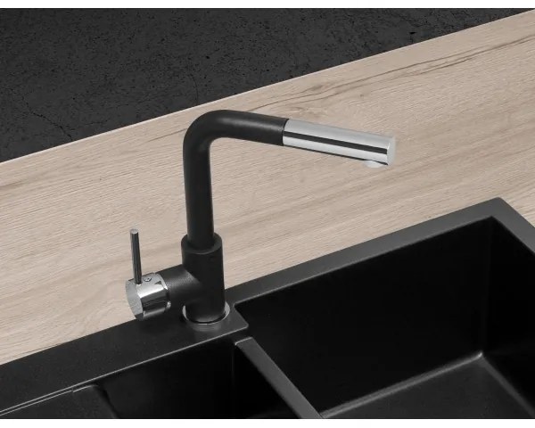 Concept BDG4527BC - Drezová batéria s vysúvacou sprchovou hlavicou 26,9 cm granit/čierna