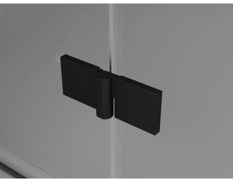Mexen Lunar-F L, skladací sprchový kút ľavý 90 x 90 cm, 8mm číre sklo, čierny profil, 836L-090-090-70-00-L