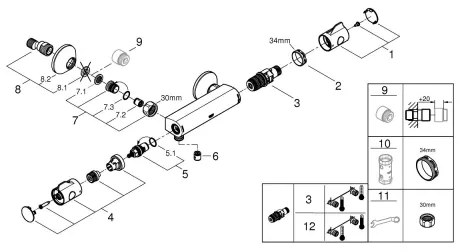 GROHE 34558000 - Termostatická sprchová batéria GROHTHERM 800 DN 15, lesklý chróm