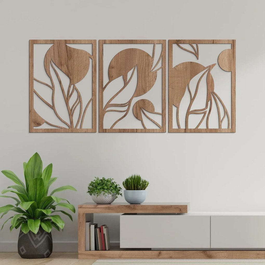 DUBLEZ | 3-dielny obraz - Abstraktné listy