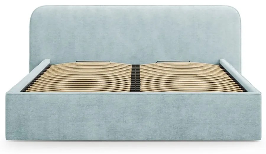 Čalúnená dvojlôžková posteľ s úložným priestorom s roštom 200x200 cm v mentolovej farbe Elizabeth – Micadoni