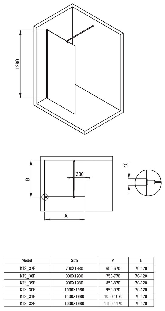 Deante Kerria Plus, Walk-in sprchová zástena 110cm, výška 200cm, 6mm číre sklo s ActiveCover, chrómový profil, KTS_031P