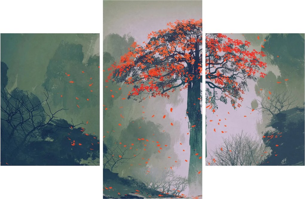 Obraz osamoteného červeného stromu (90x60 cm)