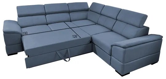 Univerzálna rohová rozkladacia sedacia súprava s úložným priestorom GRANADA modrá