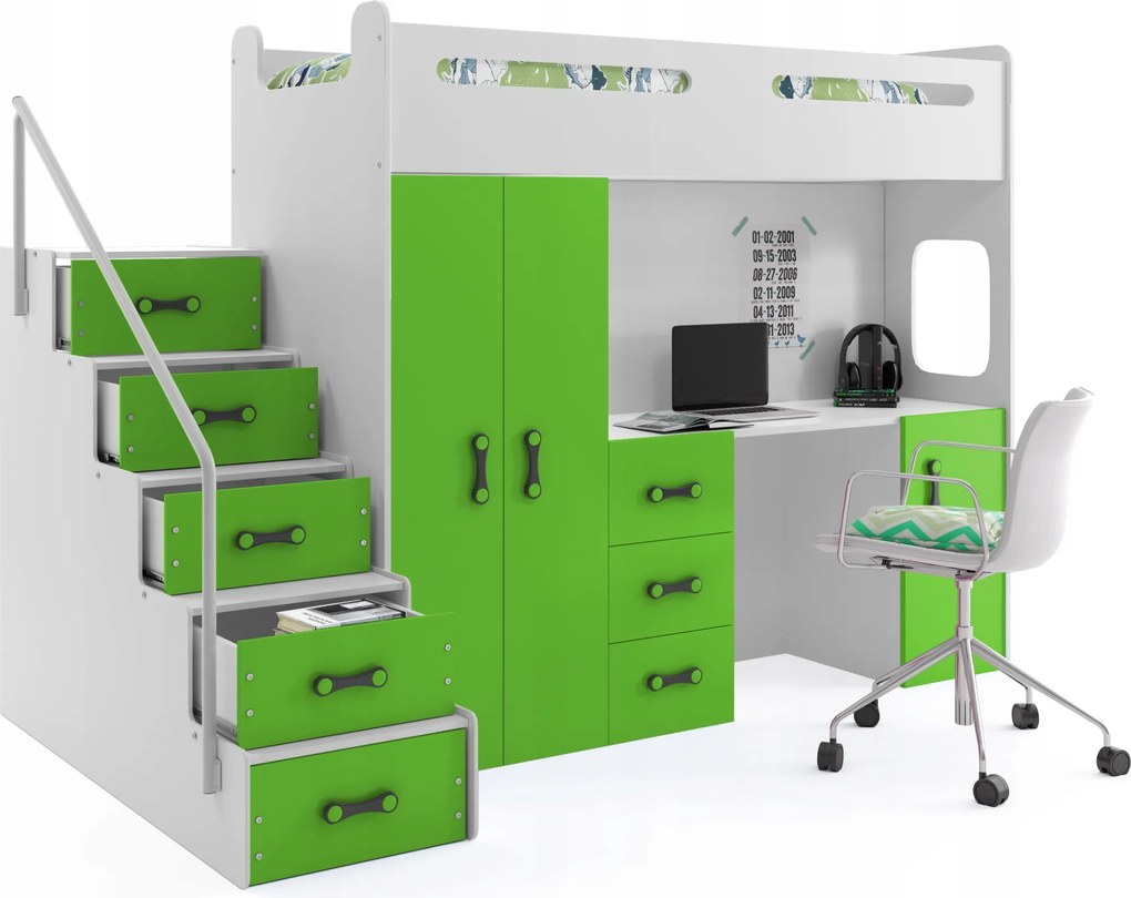 Poschodová posteľ s písacím stolom pre deti Max 4 Matrac