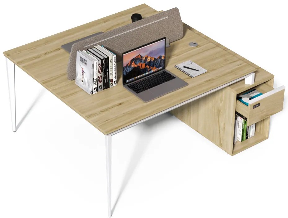 Kancelársky set pre 2 osoby Houseland Profit Max 04 1614 dub/biela