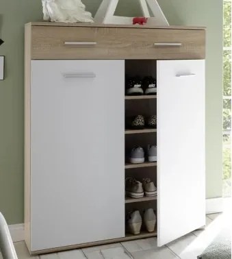 Komoda s policami/botník Manolo 90 cm, dub sonoma/biela%