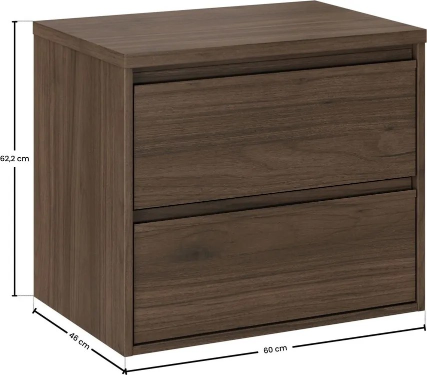 Závěsná skříňka pod umyvadlo Villa s deskou 60 cm ořech
