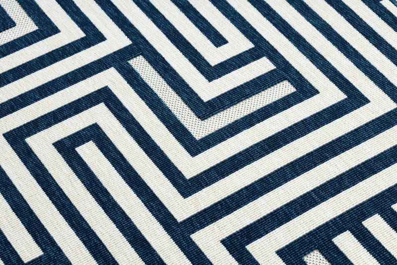 Koberec SPRING 20421994 labyrint Sisalový- krémovo / modrý