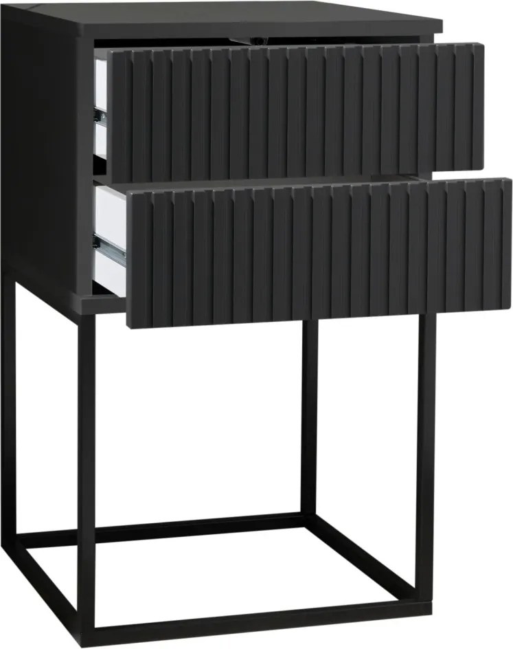 Nočný stolík s 2 zásuvkami Marle, grafitový