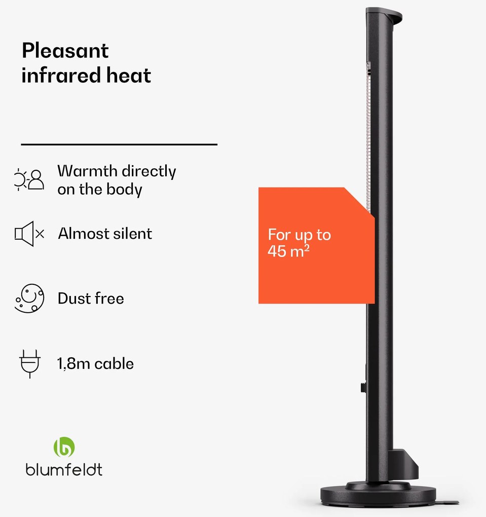 Blumfeldt Heat Guru Plus 3000, vonkajší i vnútorný sálavý ohrievač, 3000W, 3 úrovne ohrevu, diaľkové ovládanie