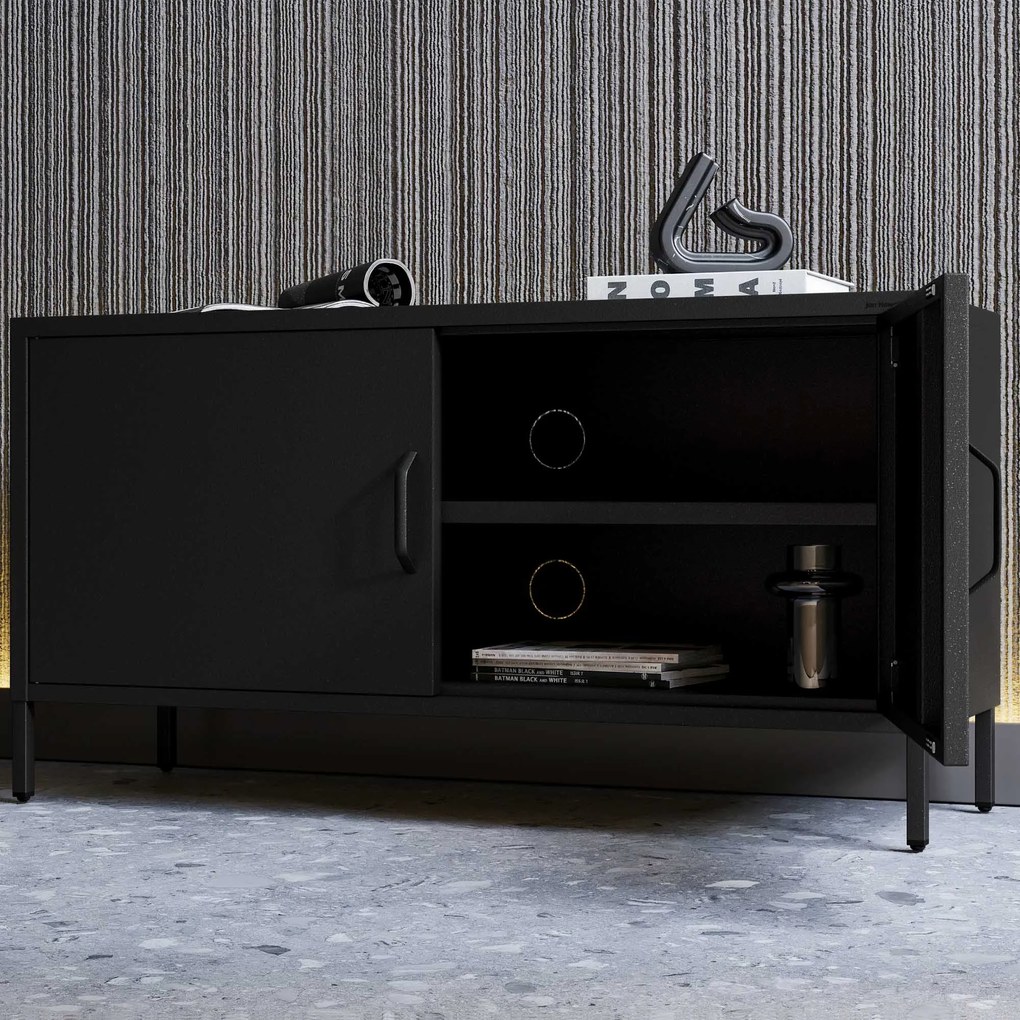ROSA Moderná čierna kovová TV skrinka