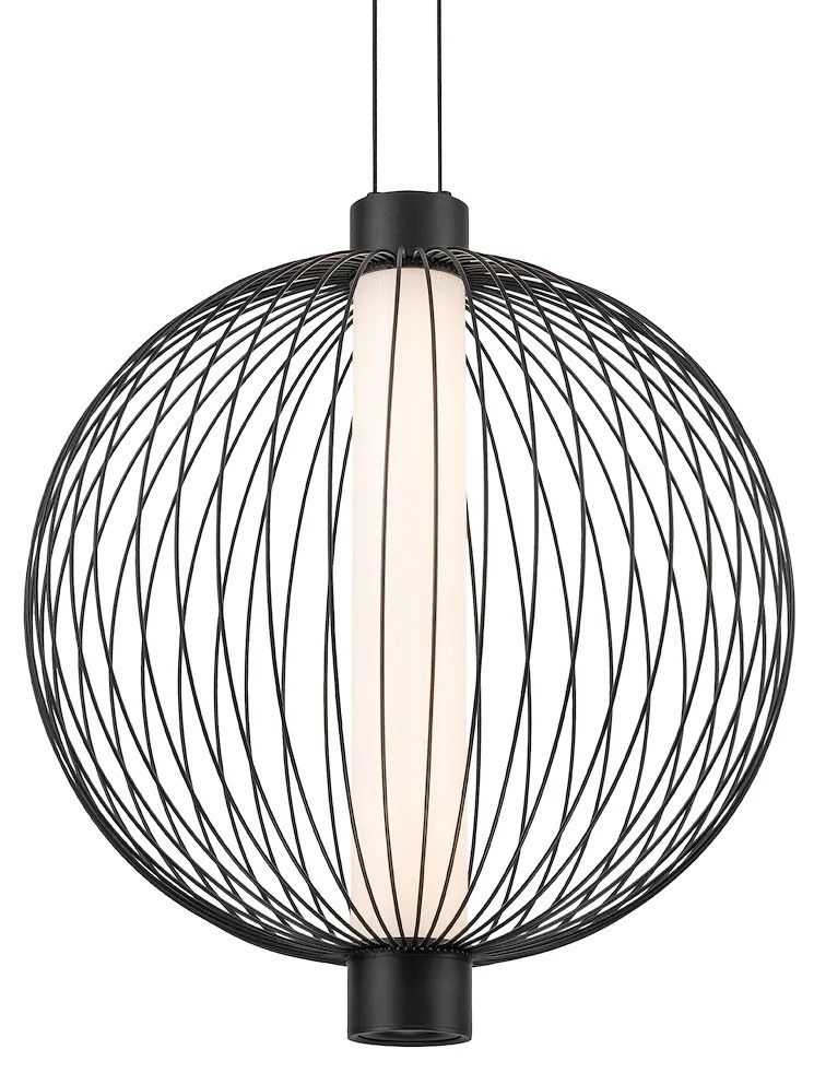 Závesné svietidlo Kyoto, 1x čierne drôtené tienidlo, (fi 43cm), b