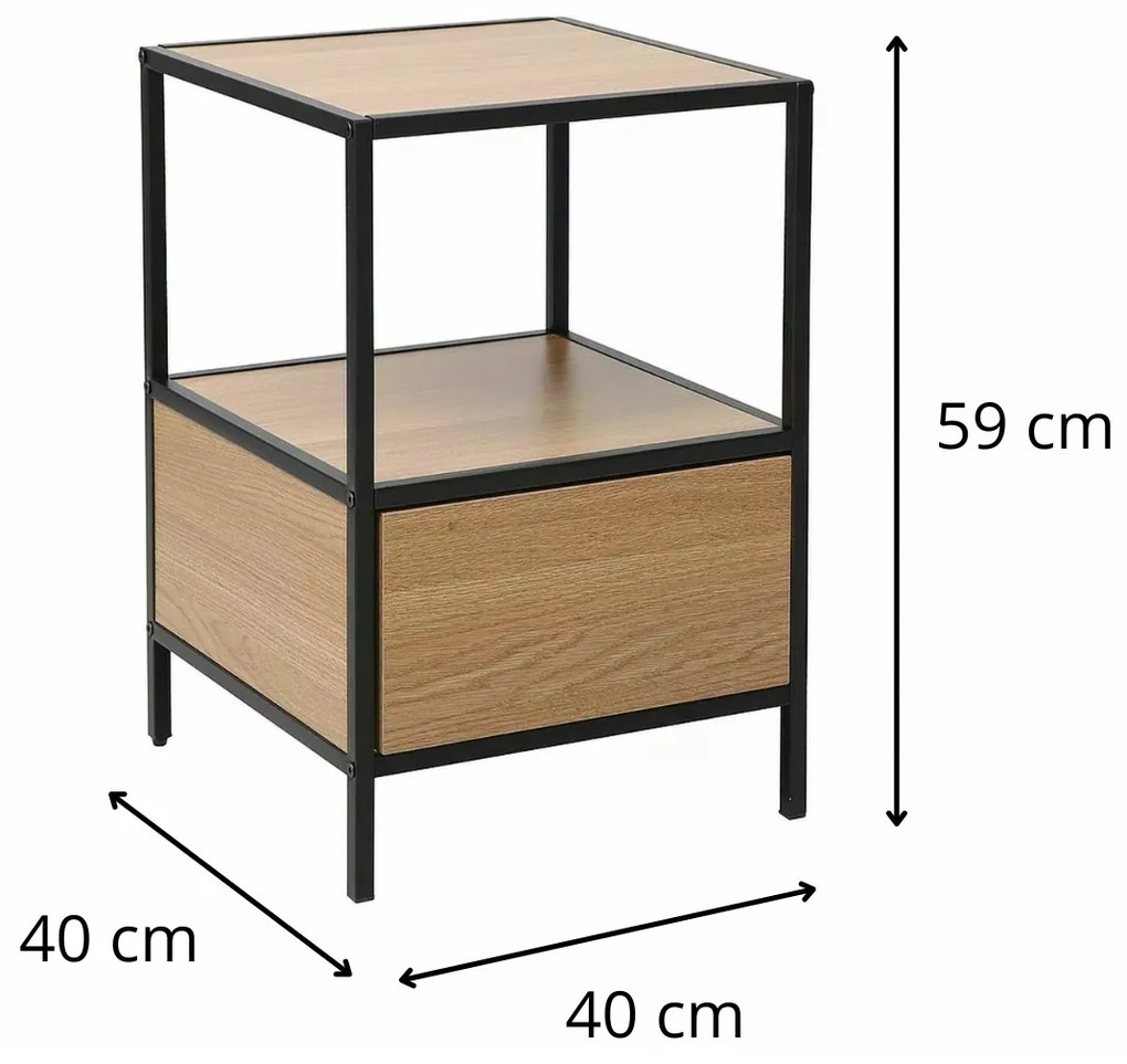 Nočný stolík Geo S dub prírodný/čierny mat