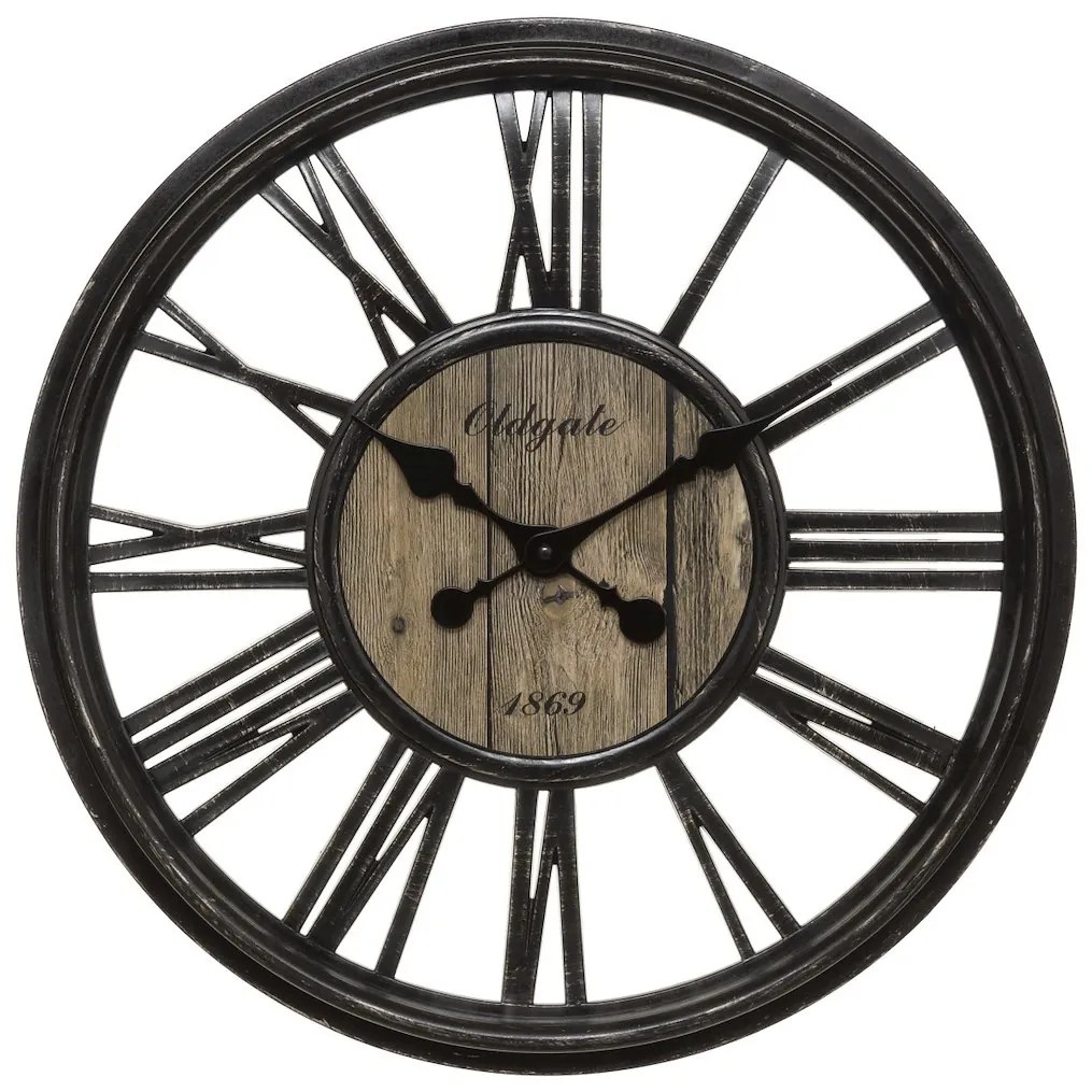 Nástenné hodiny Liam, čierna/hnedá