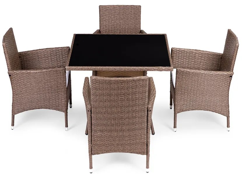 Záhradný set nábytku MULTIGARDEN – 4 kreslá a stôl, svetlohnedý