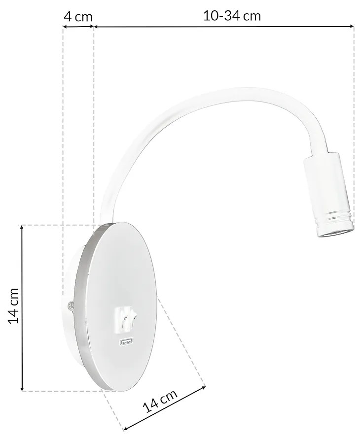 Nástenné LED svietidlo Base, 1x LED 8+2w, 4000k, w, o, vypínač