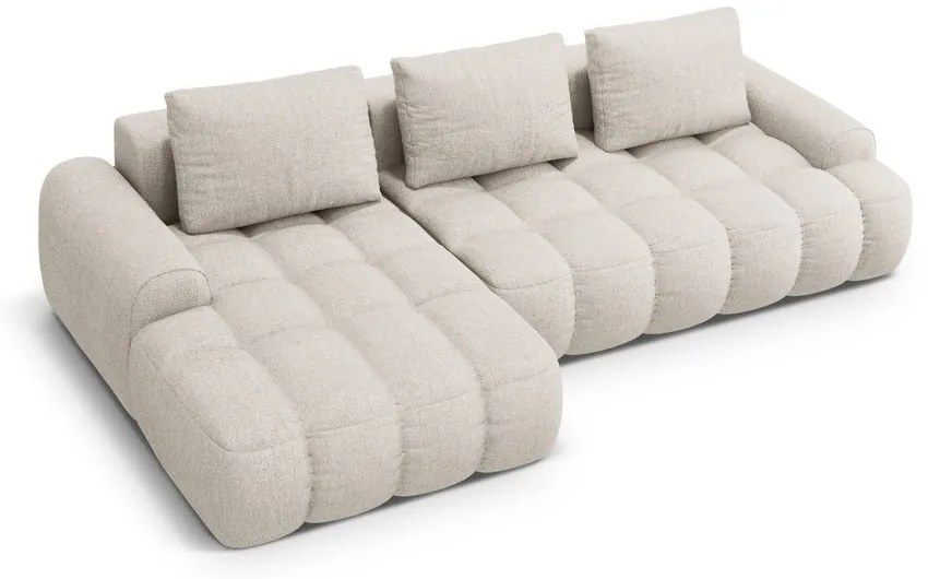 Béžová rozkladacia/s úložným priestorom rohová pohovka (ľavý roh/s leňoškou) Linz – Cosmopolitan Design