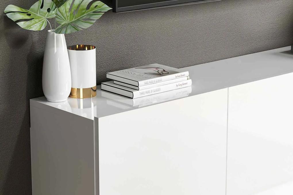 Dizajnový nástenný TV stolík Edana 150 cm biely