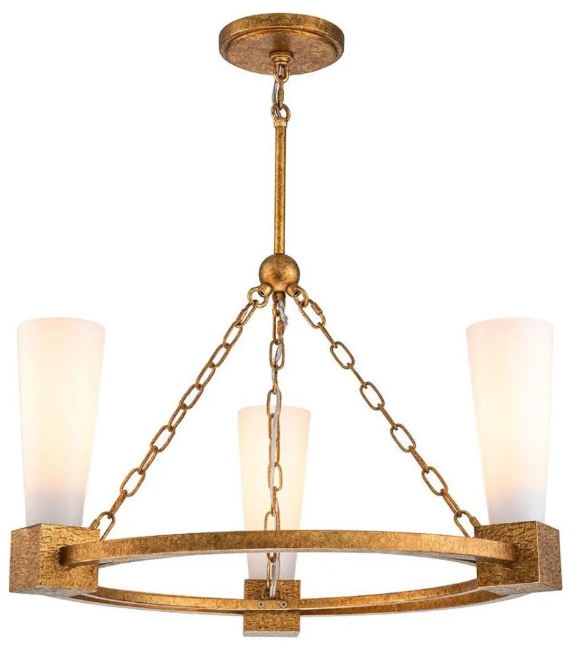 Elstead KRISTY3-DG-OPAL - Stropný luster KRISTY na tyči 3xE27/40W/230V medený