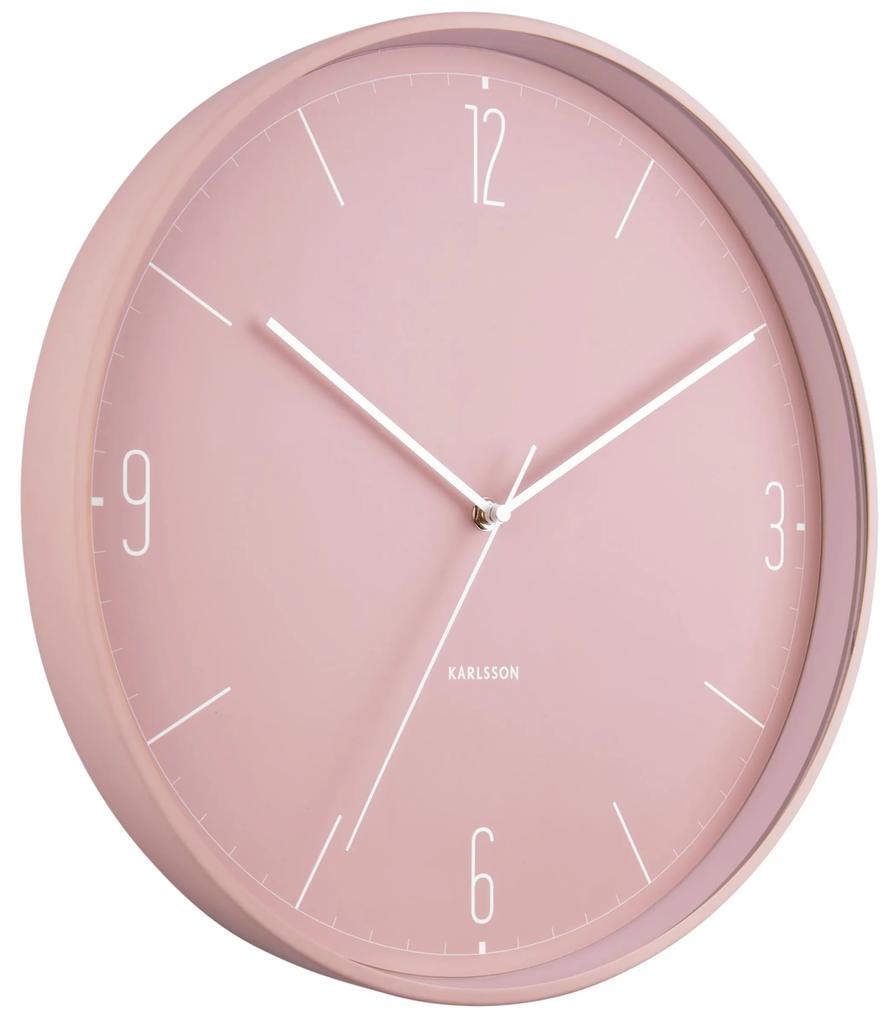Nástenné hodiny Numbers & Lines ružová ∅ 40 × 4,5 cm