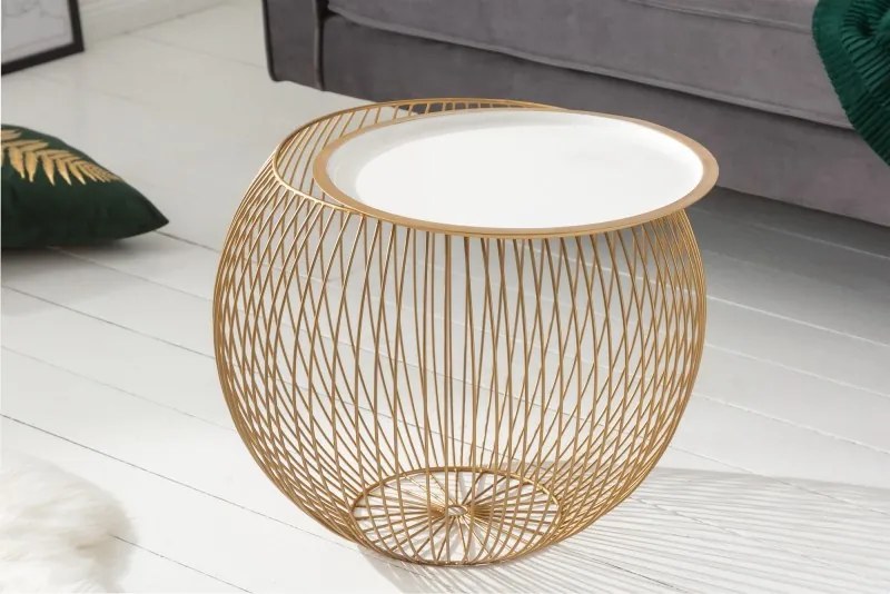Konferenčný stolík Storage II 51cm zlatý biely