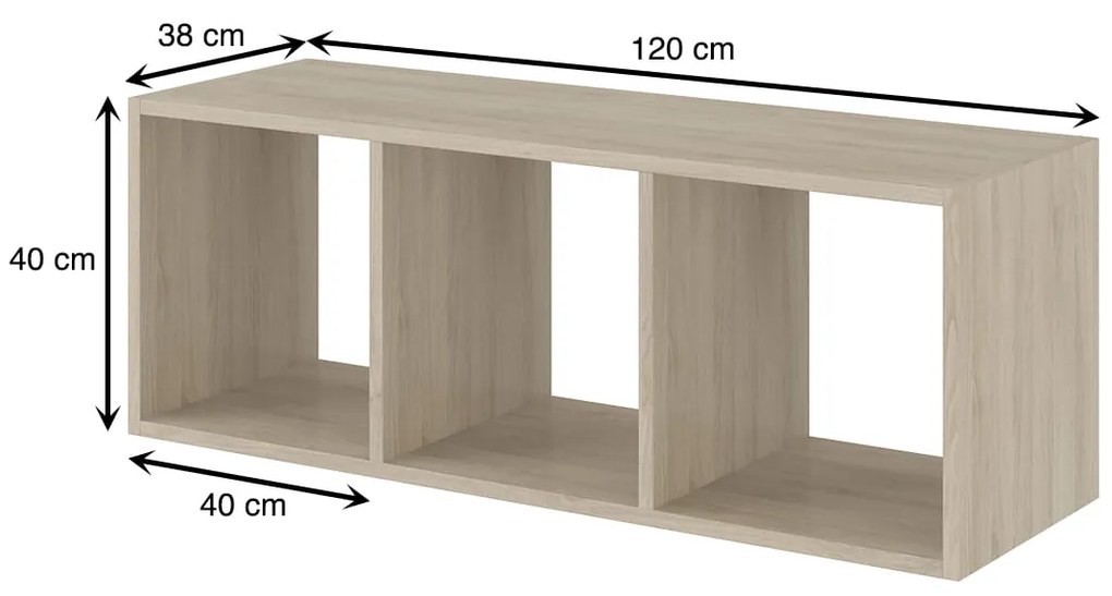 Detský úložný regál 3-komorový