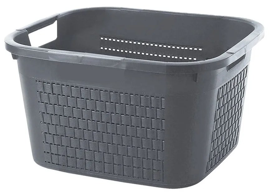 Rotho 2. akosť - Kôš na bielizeň / úložný kôš, kôš na prádlo, RATAN, 22l, antracit