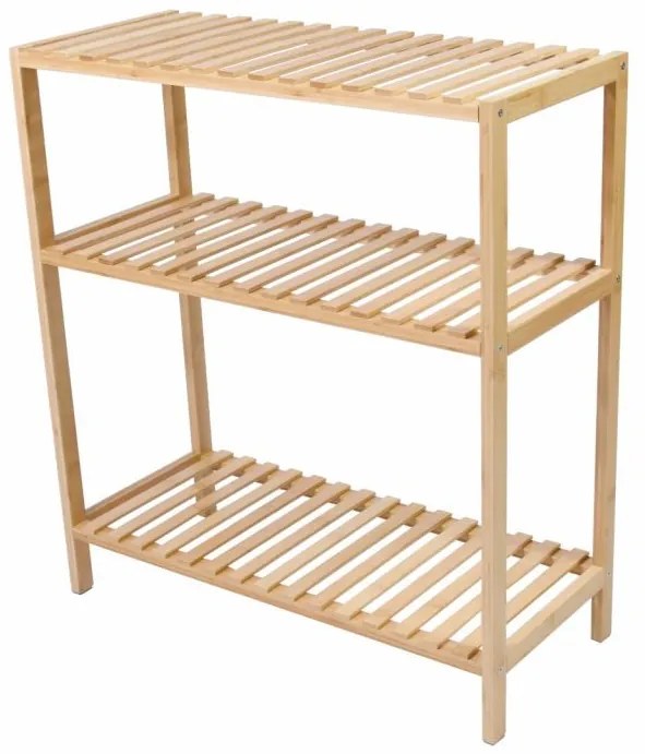 Divero bambusový regál 3 police 60 x 26 x 66 cm prírodný D104128