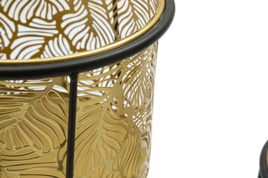 Sada 2 ks stojanů na květiny Leavy zlato-černá