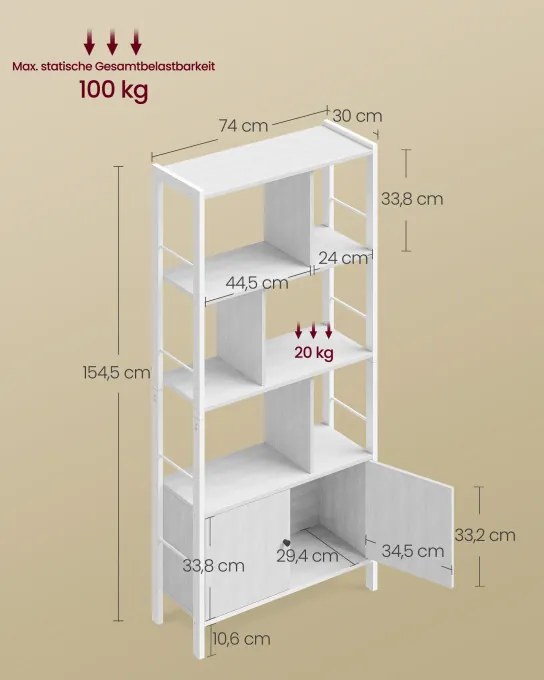Veľká knižnica so skrinkou LBC022W44