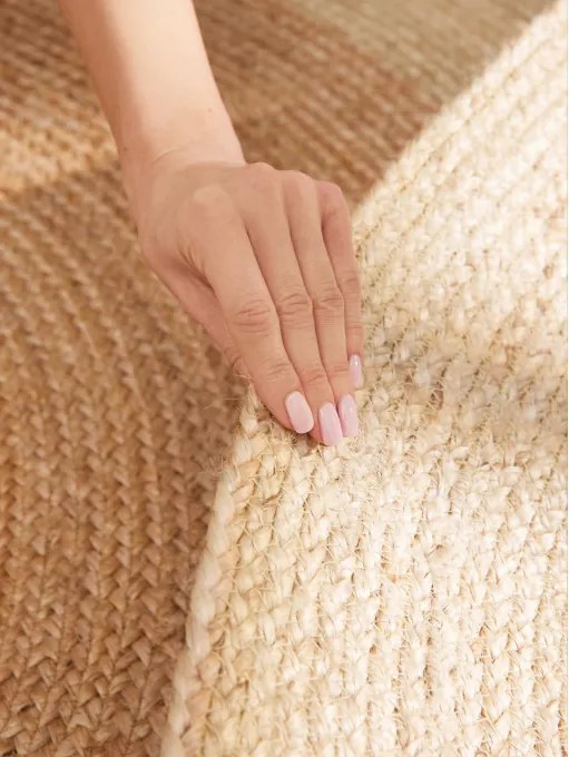 Koberec Hanse Home JUTTA naturálny / krémový / zlatý kruh - Zľavnený kus - nepravidelné prešívanie