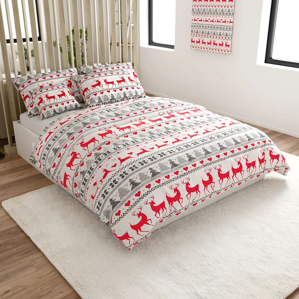 Flanelové obliečky DEER DREAMS biele Rozmer obliečky: 70 x 90 cm | 140 x 220 cm