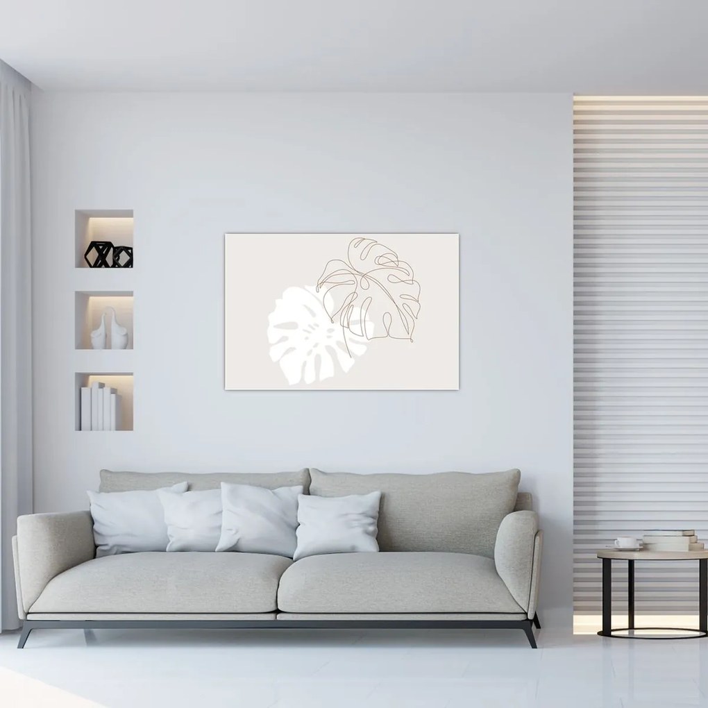 Obraz - Line art monstera N⁰2 (90x60 cm)