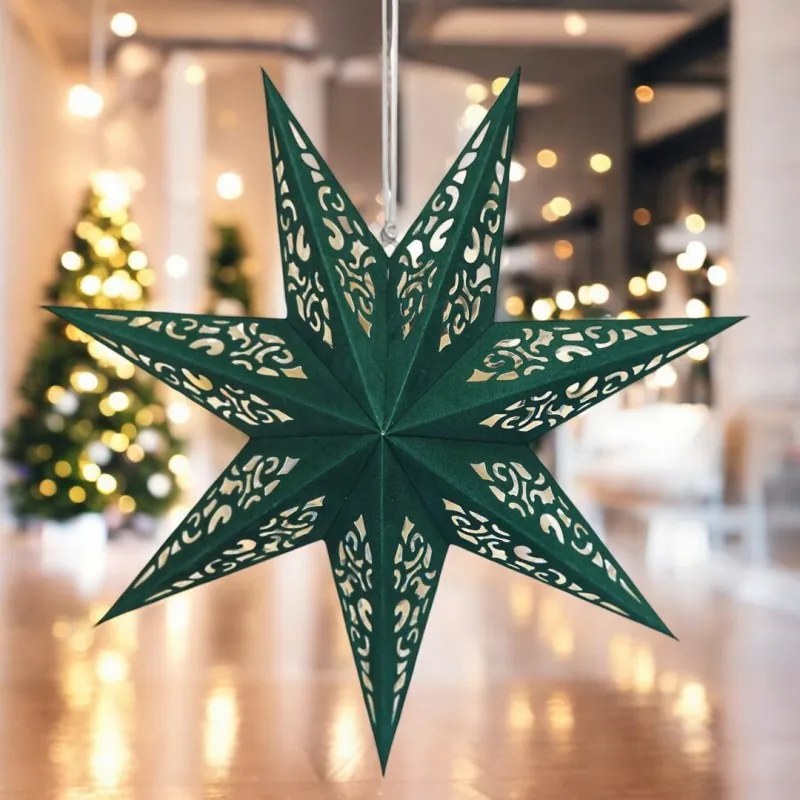 Vianočná papierová hviezda sedemcípa STARLET DELUXE 35 cm, zelená
