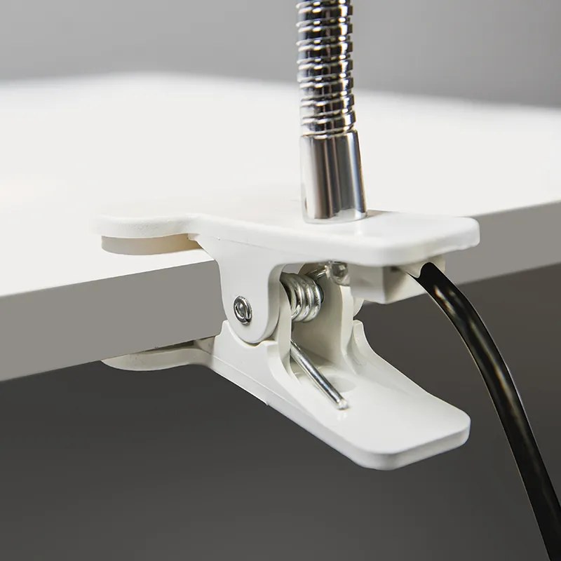 Dizajnové svätilové svietidlo s klipom biele s flexibilným ramenom - Egg