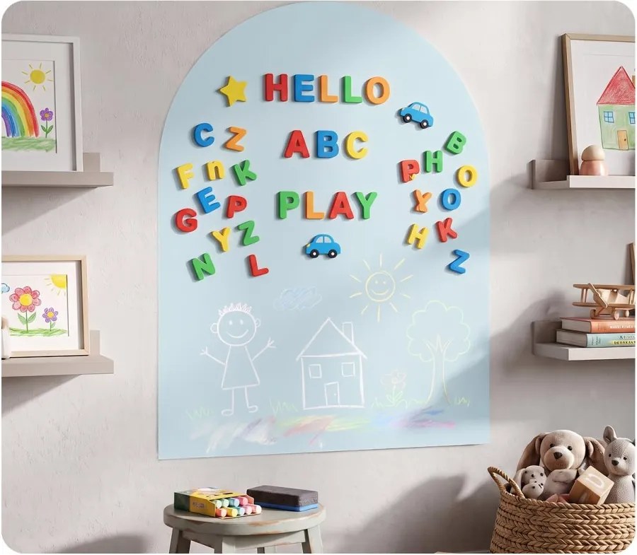 Samolepiaca magnetická fólia na stenu v tvare oblúka 100 × 80 cm - béžová