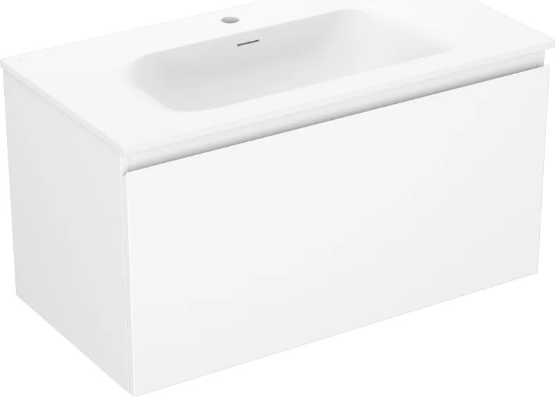 Mexen Orio, kúpeľňová skrinka 90 cm s umývadlom Vela, 1 zásuvka, biela matná, 91A10-09047-1-BF01-W23M01