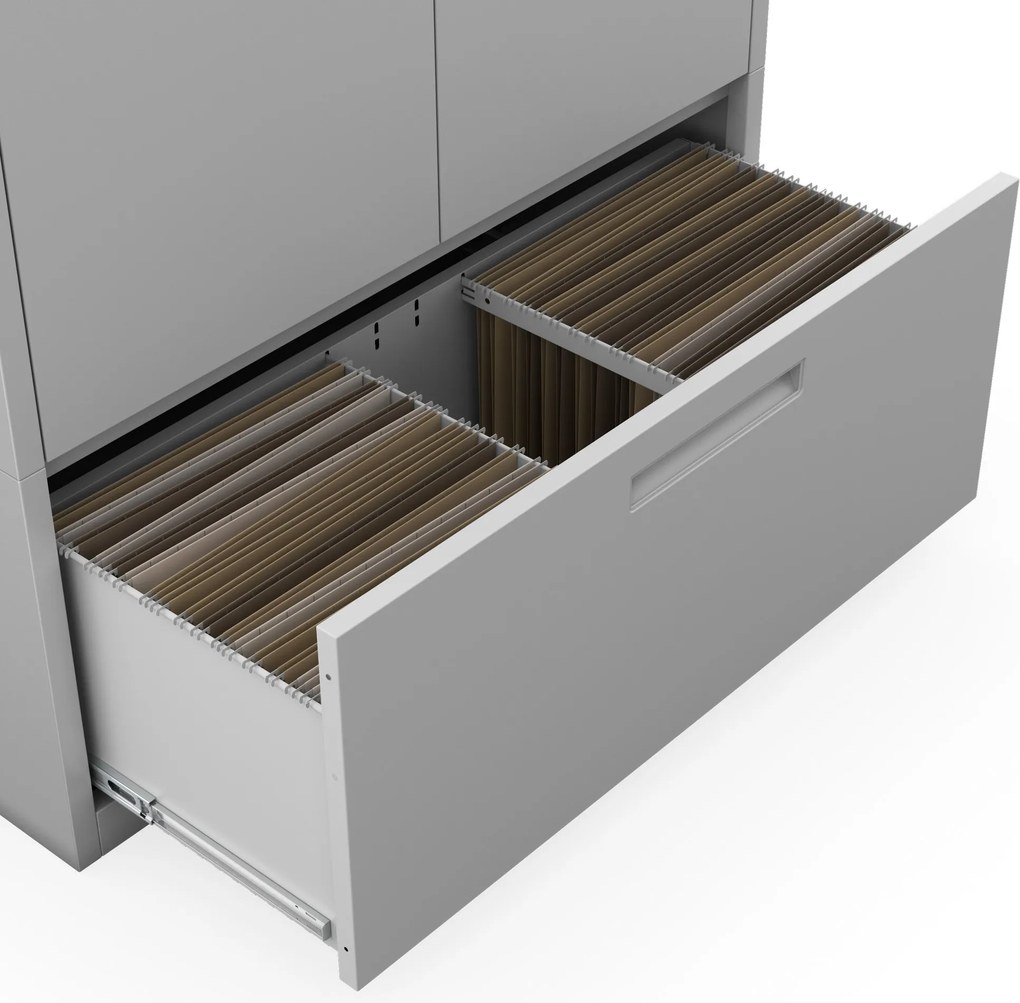 Modulárna kovová multifunkčná skriňa s vysokou zásuvkou sivá MEGAN 1950 x 900 x 400 mm