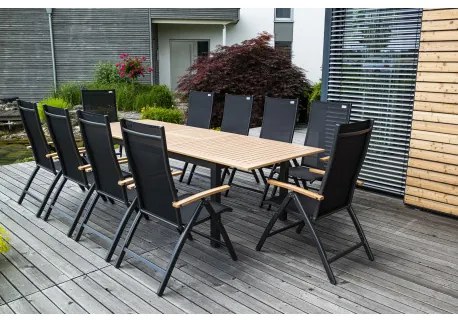 Doppler EXPERT WOOD antracit - záhradný rozkladací hliníkový stôl 220/280 x 100 x 75 cm