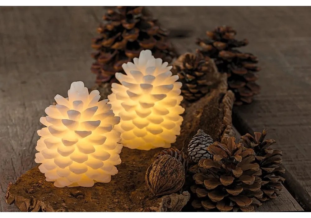 Biela vianočná svetelná dekorácia 2 ks ø 8 cm Clara – Sirius