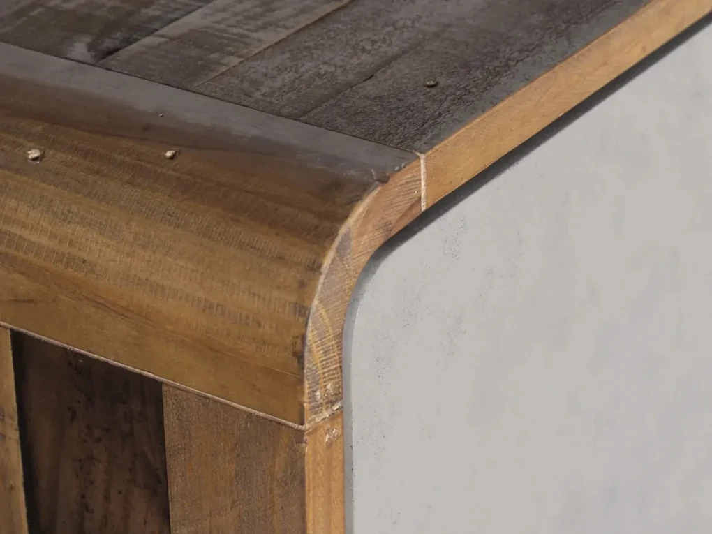 furniture-nabytek.cz - Masívna sada kúpeľňového nábytku Dingle z recyklovanej borovice a MDF, lakovaná, prírodná / sivá