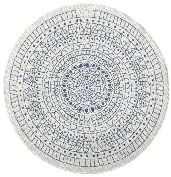 Kusový koberec Twin-Wendeteppiche 103104 creme blau – na von aj na doma, 240x240 (priemer) kruh, modrá, chodba / predsieň, Hanse Home