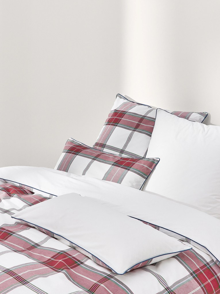 Kockovaná obliečka na paplón z bavlneného perkálu Scarlet