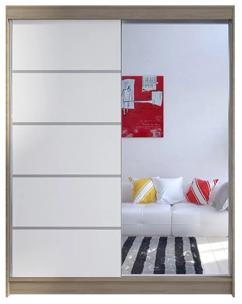 Šatníková skriňa CAMINO III šírka 150 cm - dub sonoma/biela